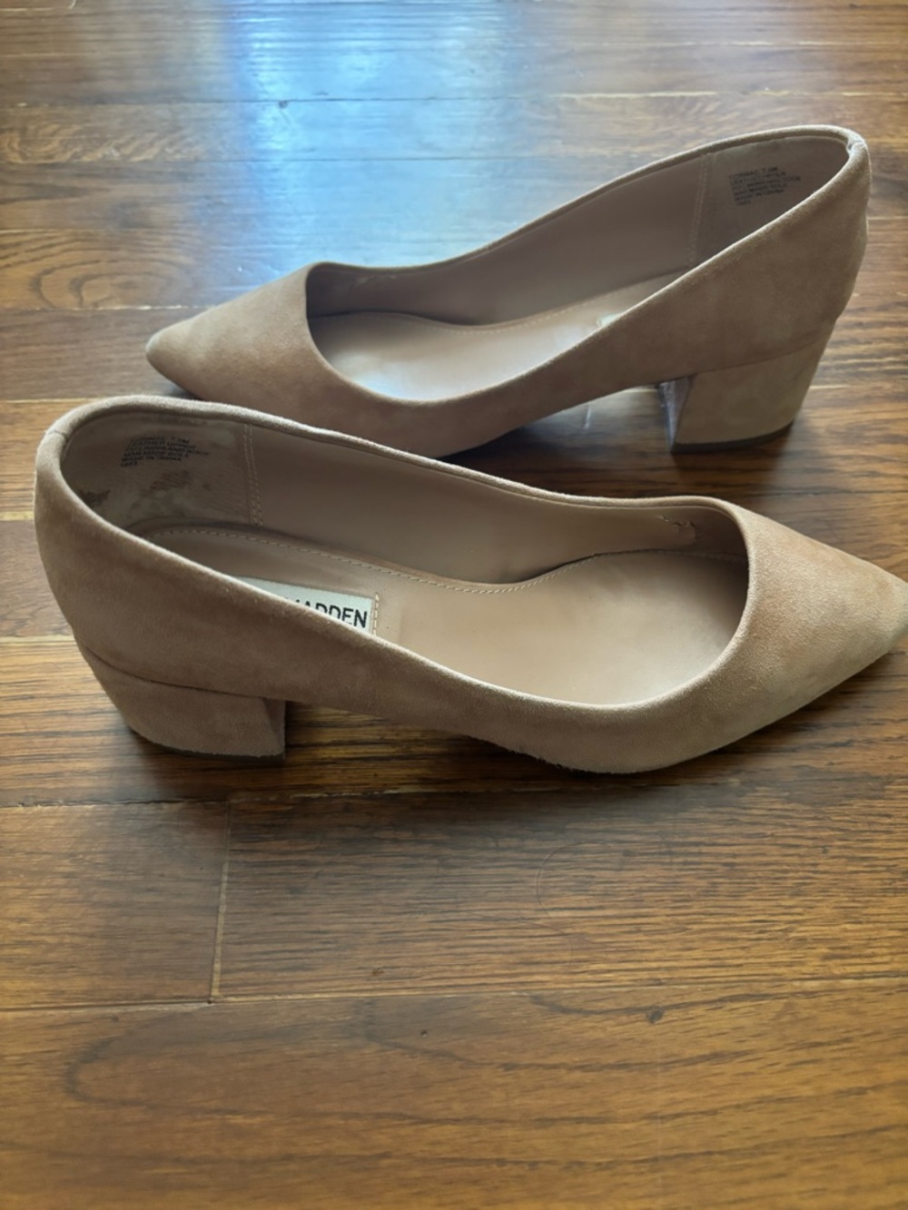 Steve Madden Cormac Suede Leather Taupe Pointed-Toe Low Block Heel. Size 7.5.